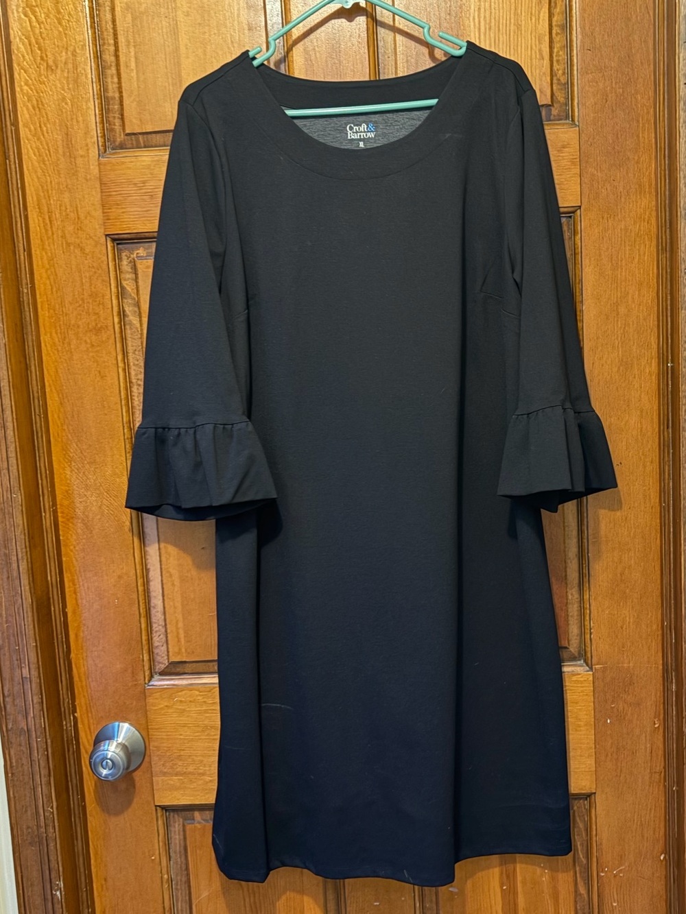 croft & barrow Black Ruffle-Sleeve Midi Dress